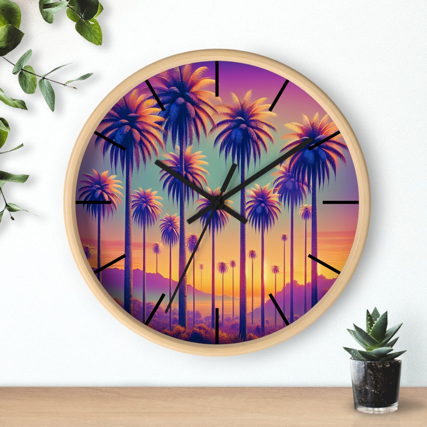 Wall Clock, Sunset Palms, Hands/Base Color Variants