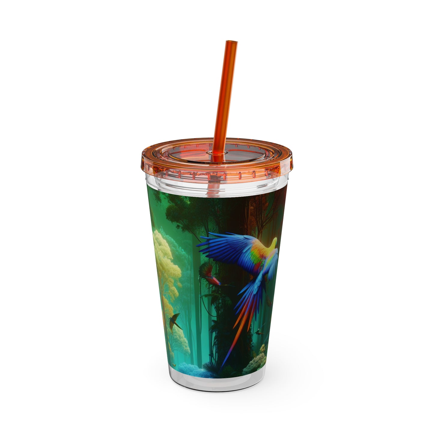 Tropical Tumbler with Straw | 16oz Colorful Travel Cup / Flight School