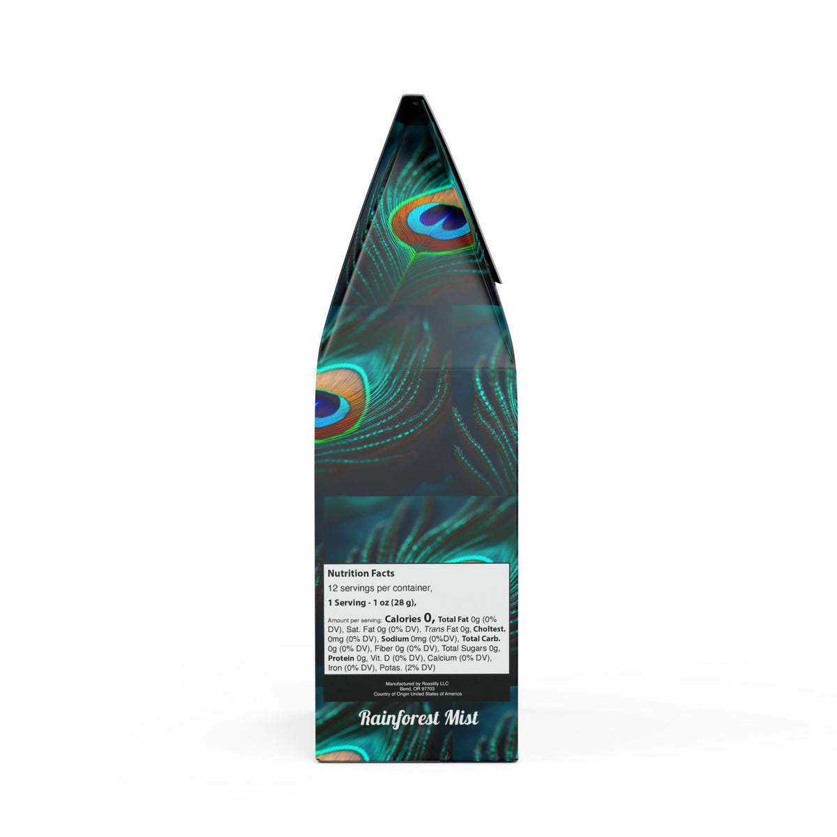 Rainforest Mist™ Single Origin DECAF (Medium Roast), Specialty Grade Craft Coffee / Peacock Eye Feather, Green