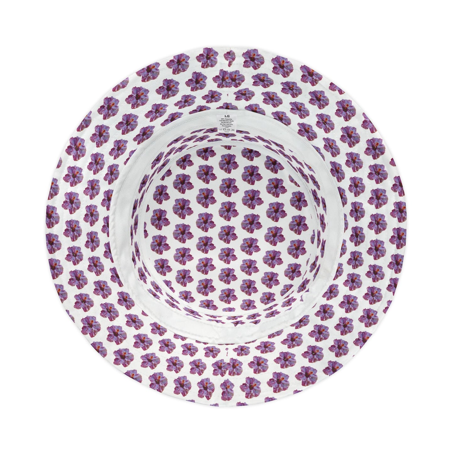 Tropical Polyester Bucket Hat, 2 Sizes - Purple Hibiscus/MICRO