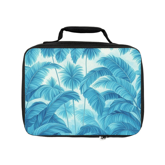Palm Serenity/Turquoise Lunch Bag - Eco-Friendly Insulated Tote, Adult and Child Lunchbox / Perfect for Picnics, Beach Outings