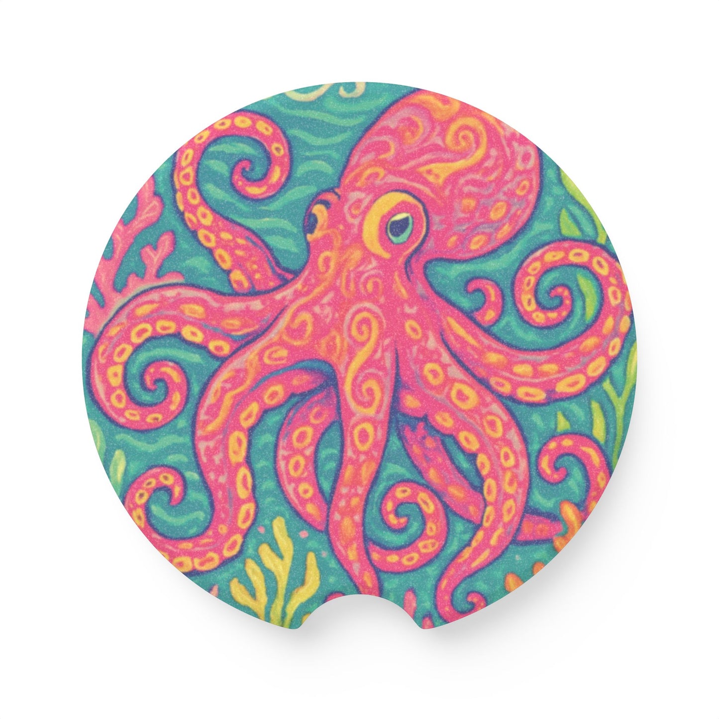 Soapstone Car Coaster - Red Kraken Joe