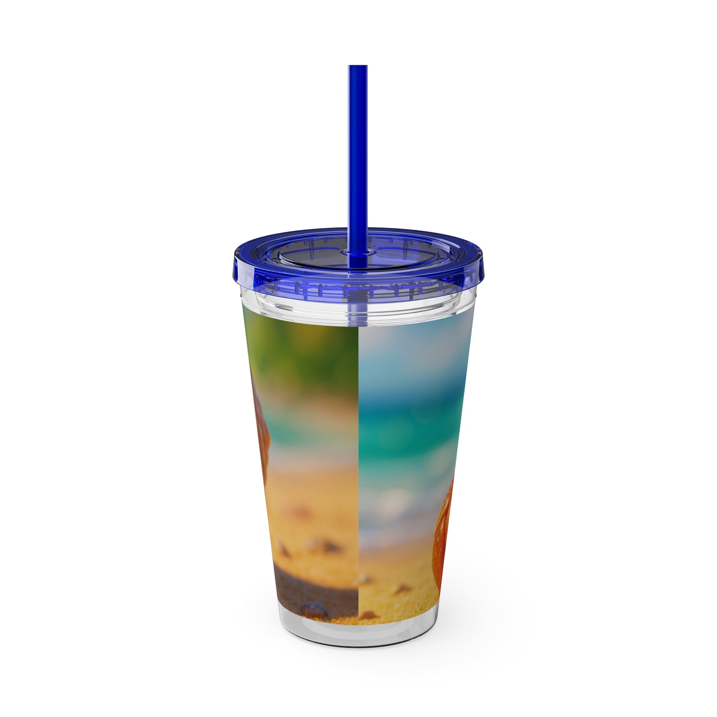 Tropical Tumbler with Straw | 16oz Colorful Travel Cup / Baby Hermit Crab