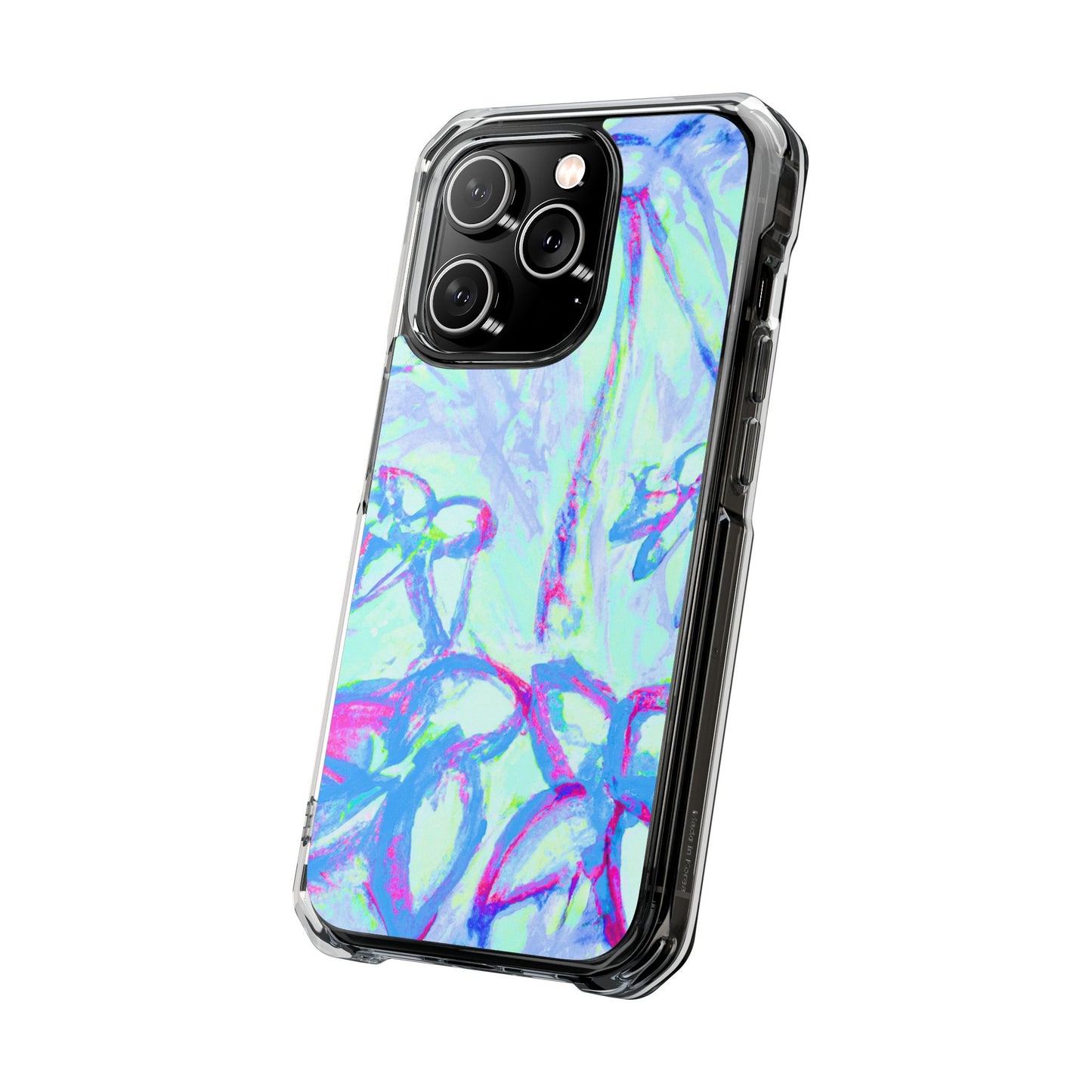 Tropical Doodles/Blue Magnetic Clear Phone Case, Many Models
