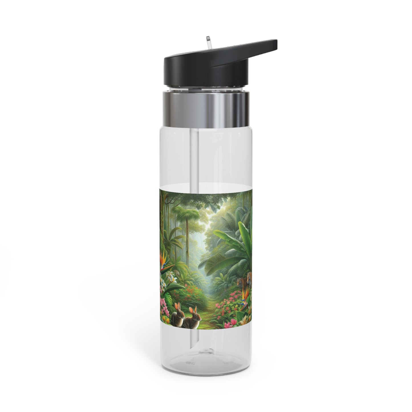Tropical 20oz Tritan Sport Water Bottle -  Leakproof, Lightweight, BPA-Free / Hidden Rabbits