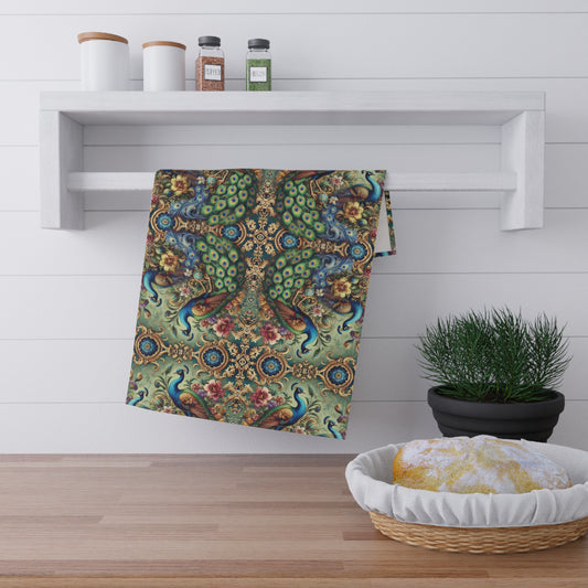 Tropical Tea Towels – Paradise Kitchen Decor / Kaleido Peacock Royals