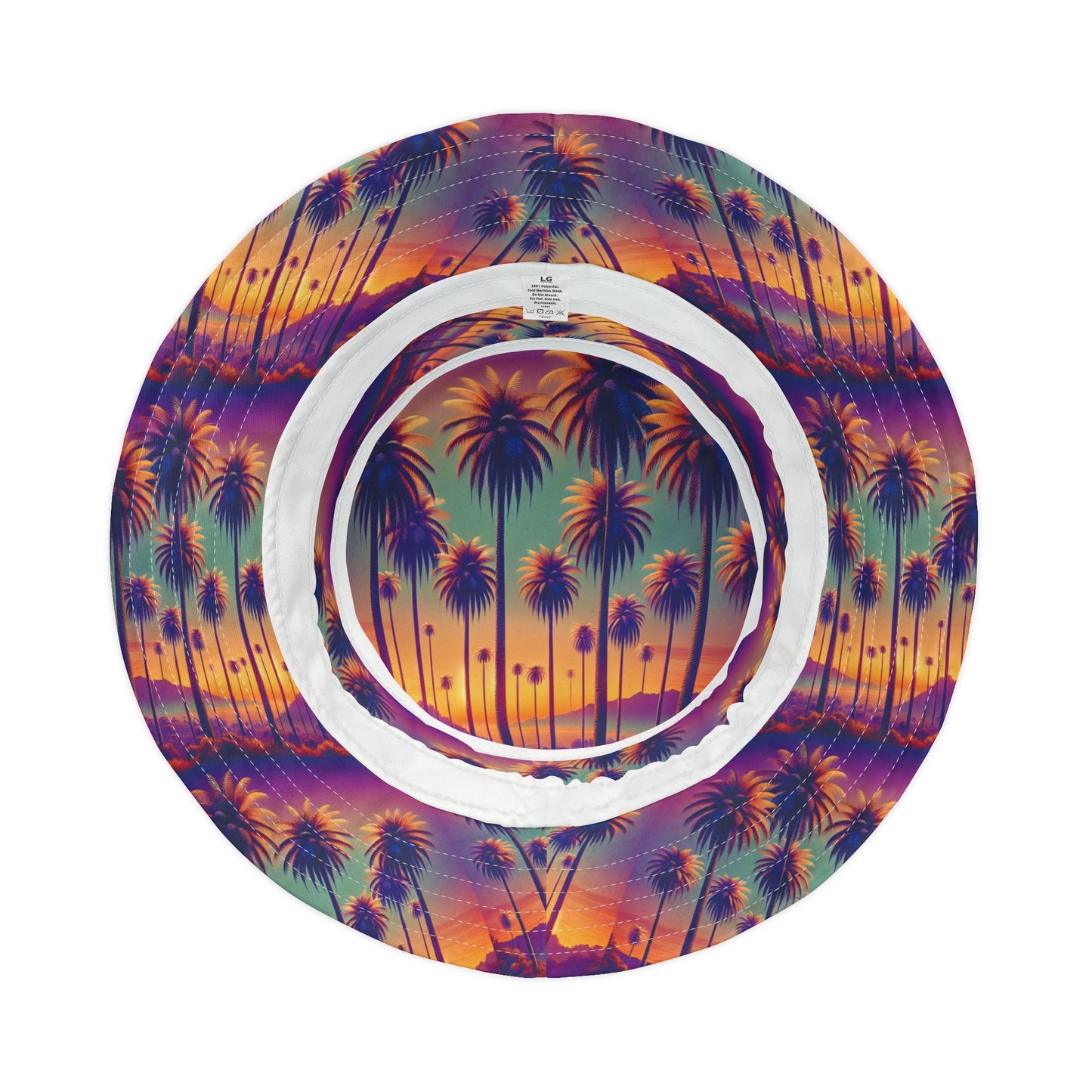 Tropical Polyester Bucket Hat, 2 Sizes - Sunset Palms