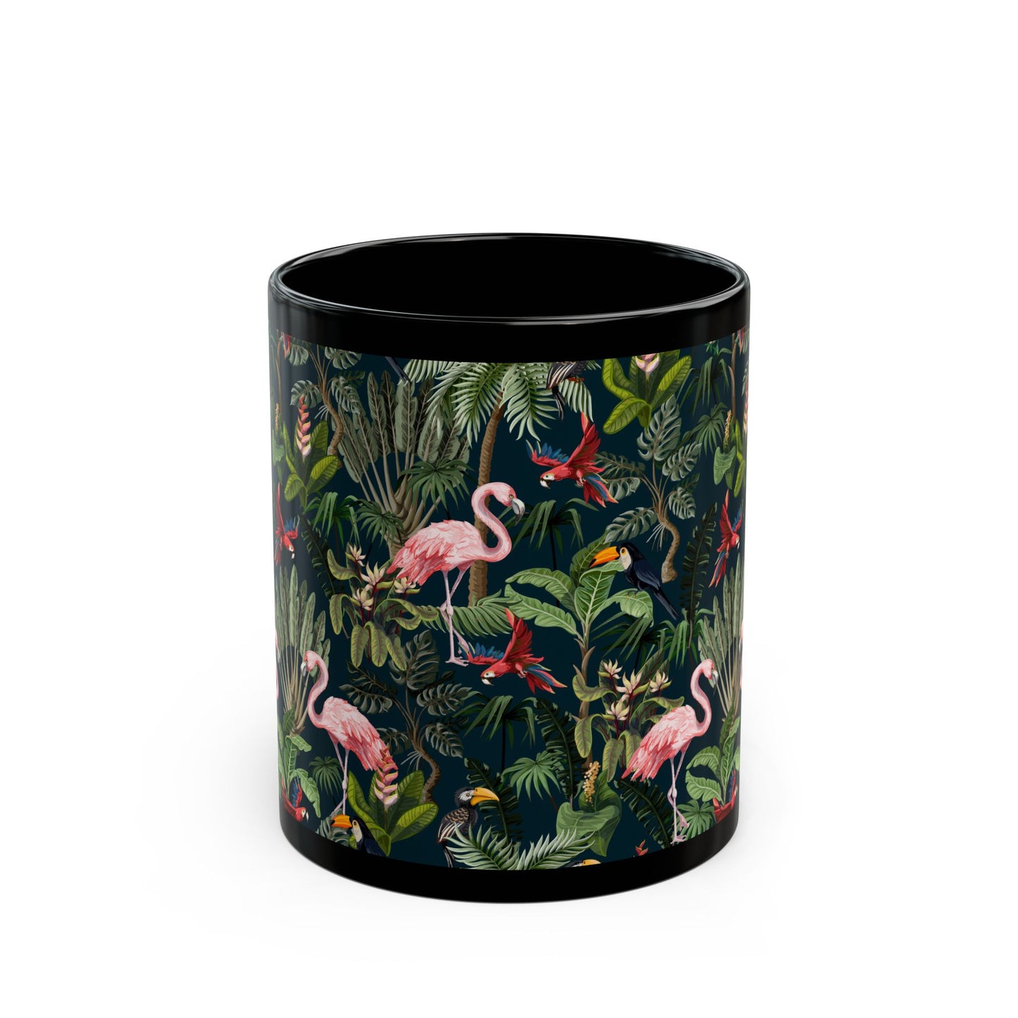 Midnight Rainforest Party Black Coffee Mug