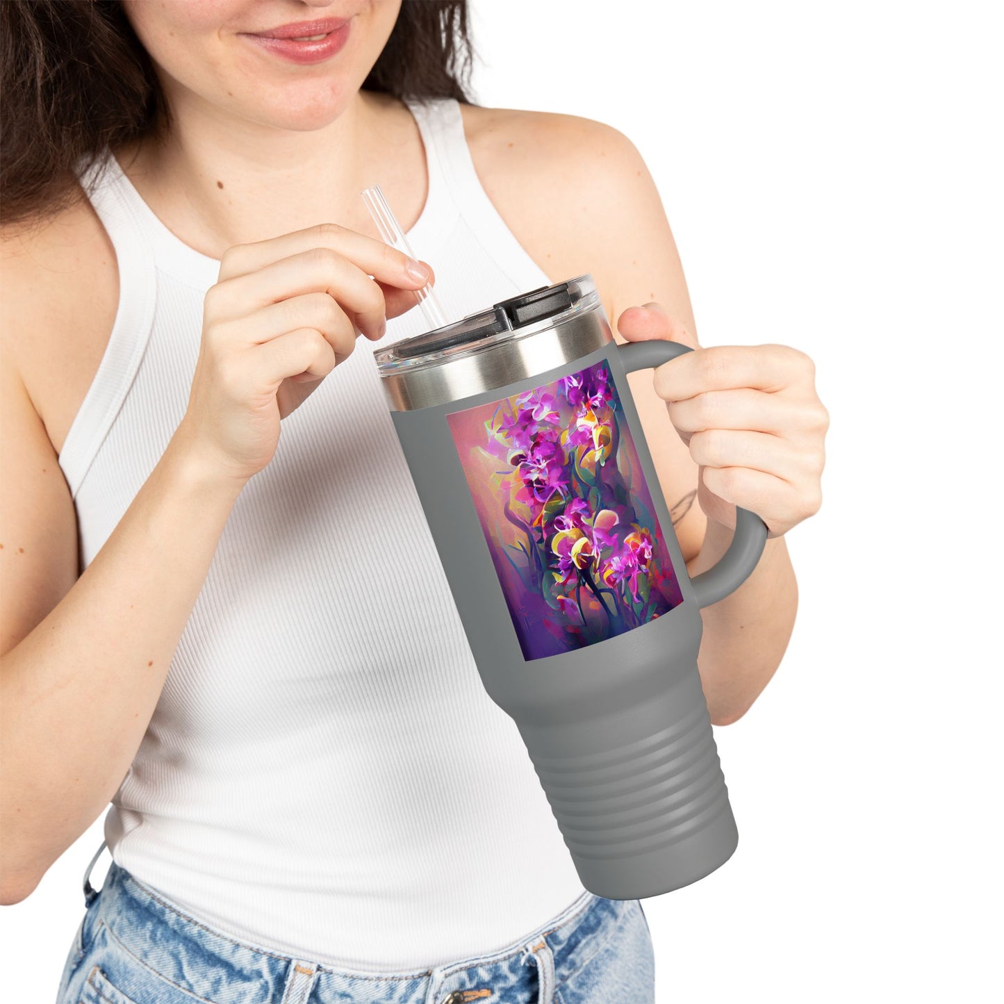 Fantasy Orchids nsulated Travel Mug - 40oz - Perfect for Outdoor Adventures