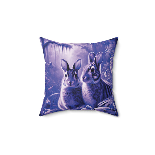 Decorative Pillow - Accent Cushion, 4 Sizes /Tropical Sumatran Rabbits/Amethyst