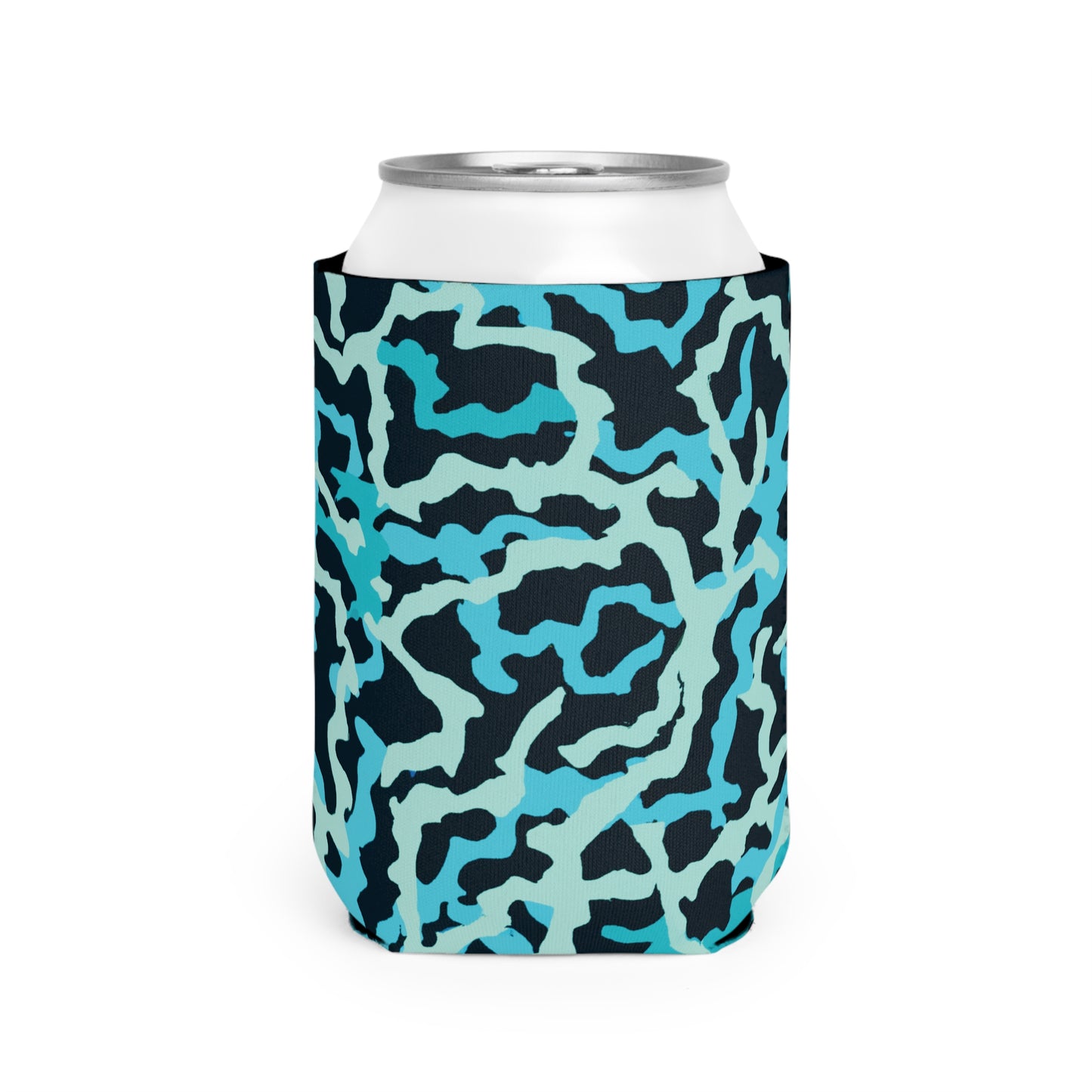 Coral Threads/Turquoise Can Cooler Sleeve - Perfect for Outdoor Picnics