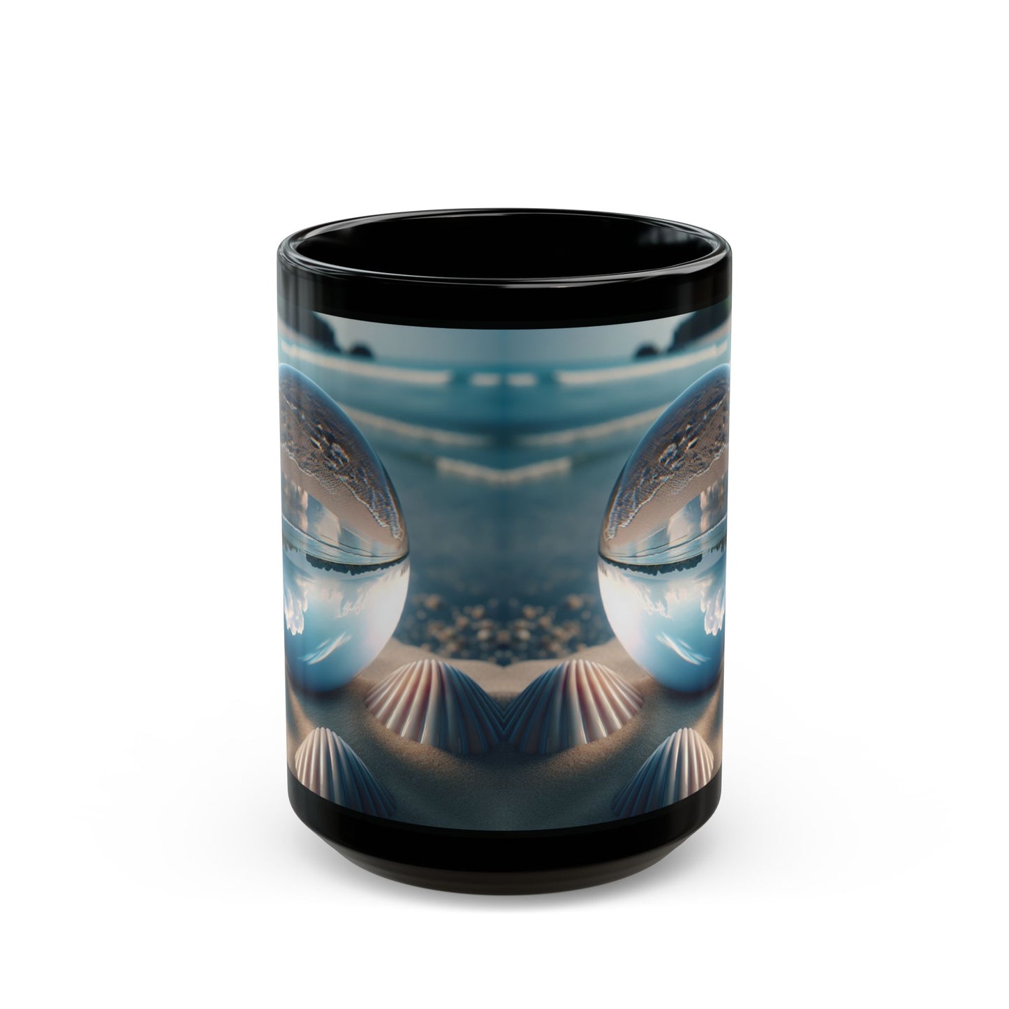 Black Coffee Mug - Beach Illusion Ball