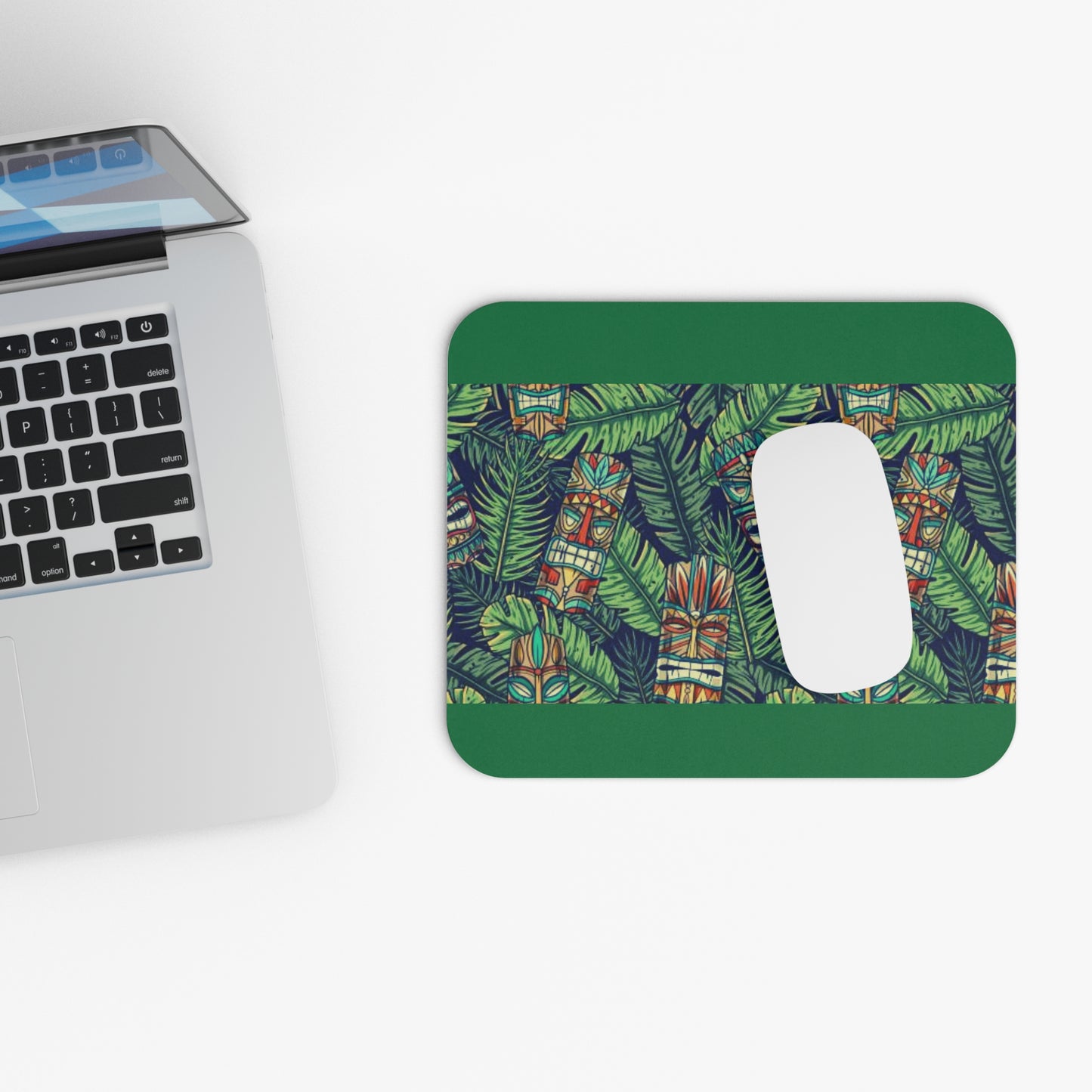 Mouse Pad (Rectangle) - Tiki Greenery, Dark Green