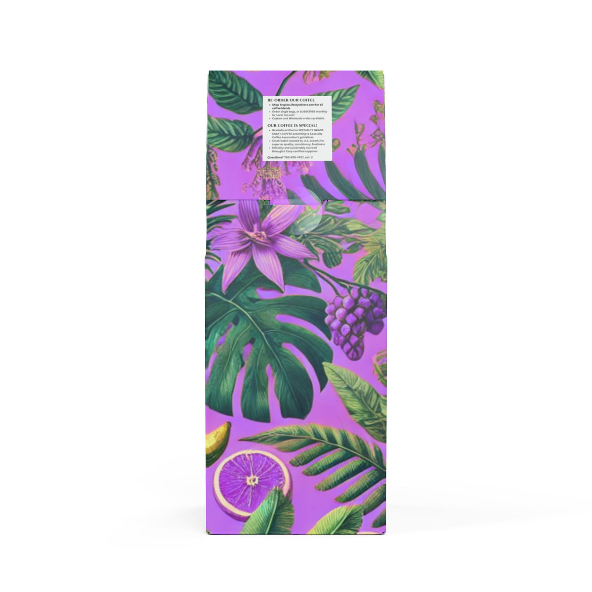 Beach Sunrise Blend™ (Light Roast) Specialty Grade Craft Coffee / Palms and More Tropical Fruit, Lilac
