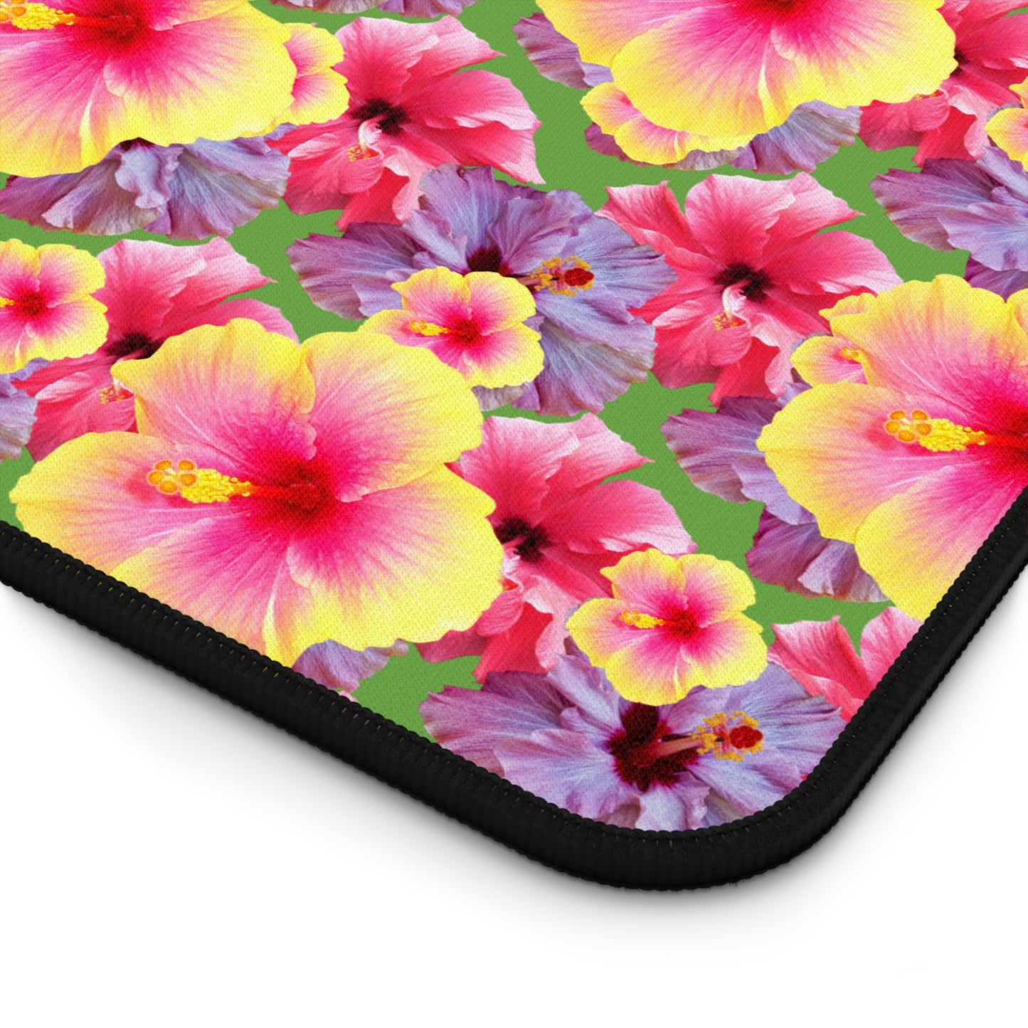 Tropical Mouse Pad/Desk Mat, 3 Sizes - Bright Botanical Design, Perfect for Home Office / Real Hibiscus Flowers