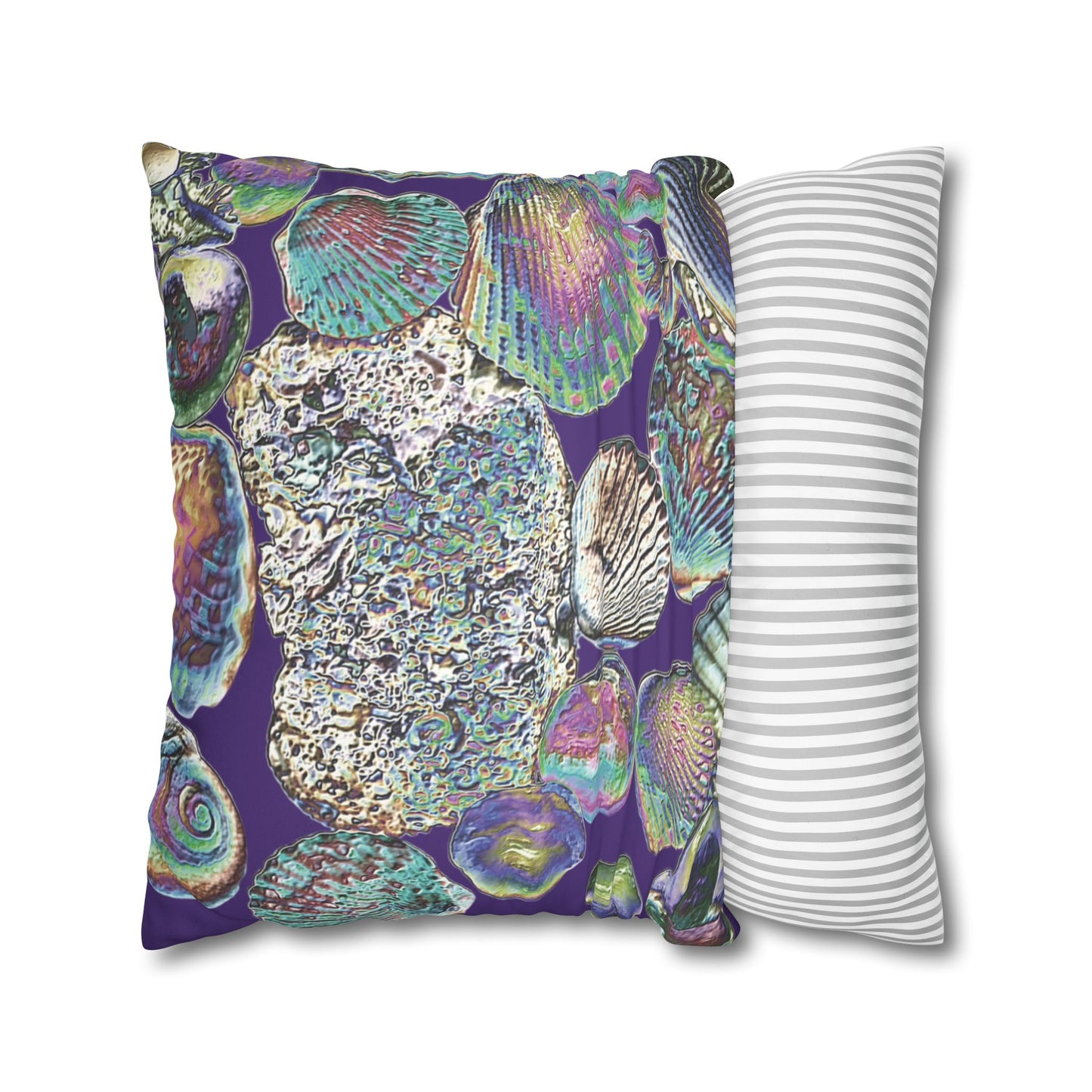 Faux Suede Square Pillowcase - Heatwave Seashell Collection, Purple