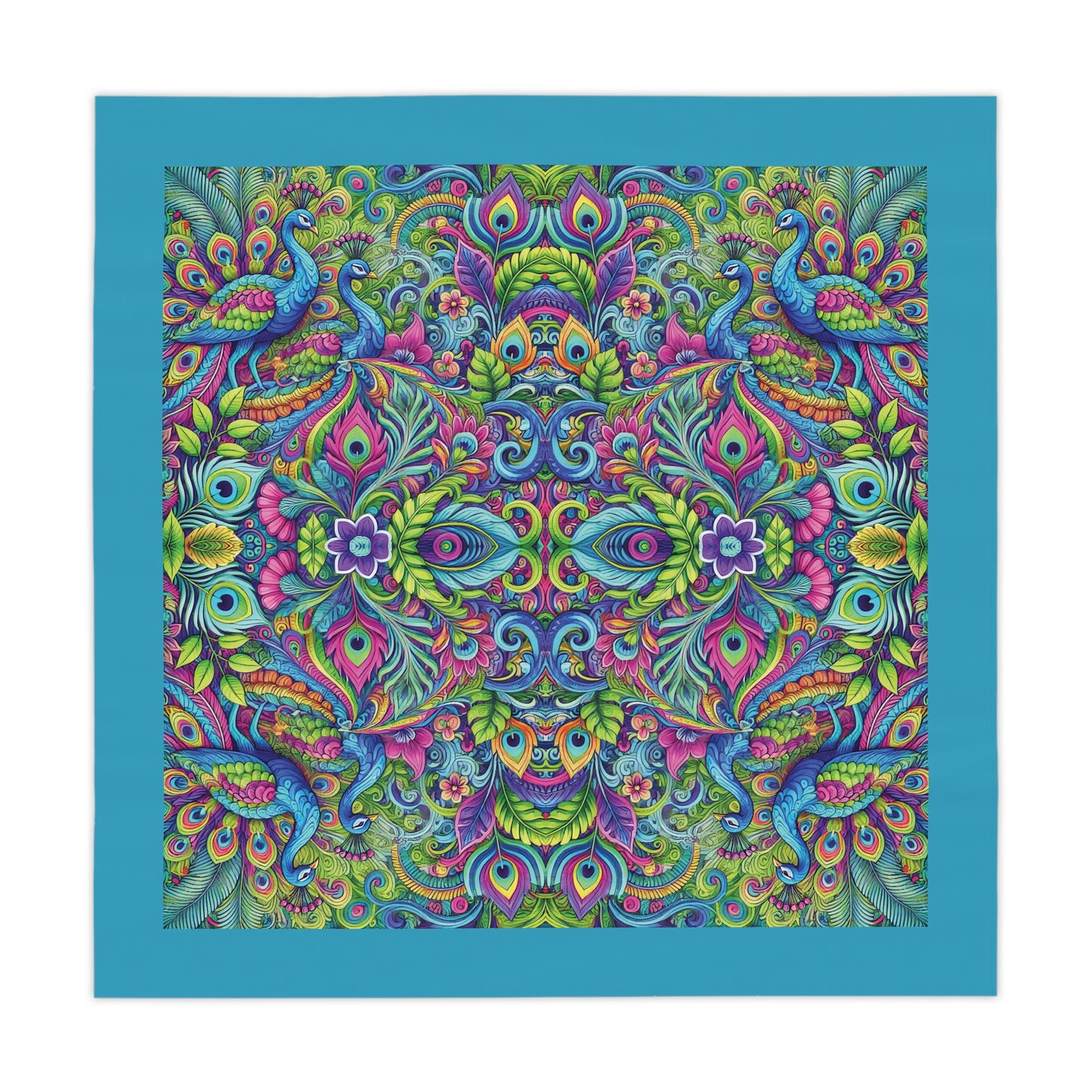 Peacock Prism/Turquoise ~ Square Tablecloth, 55" x 55"