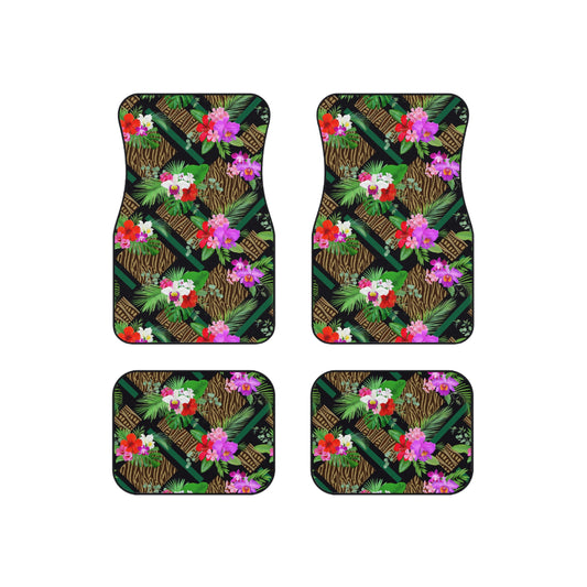 Tropical Tiki Orchids Car Floor Mats - SET of 4, Front and Back