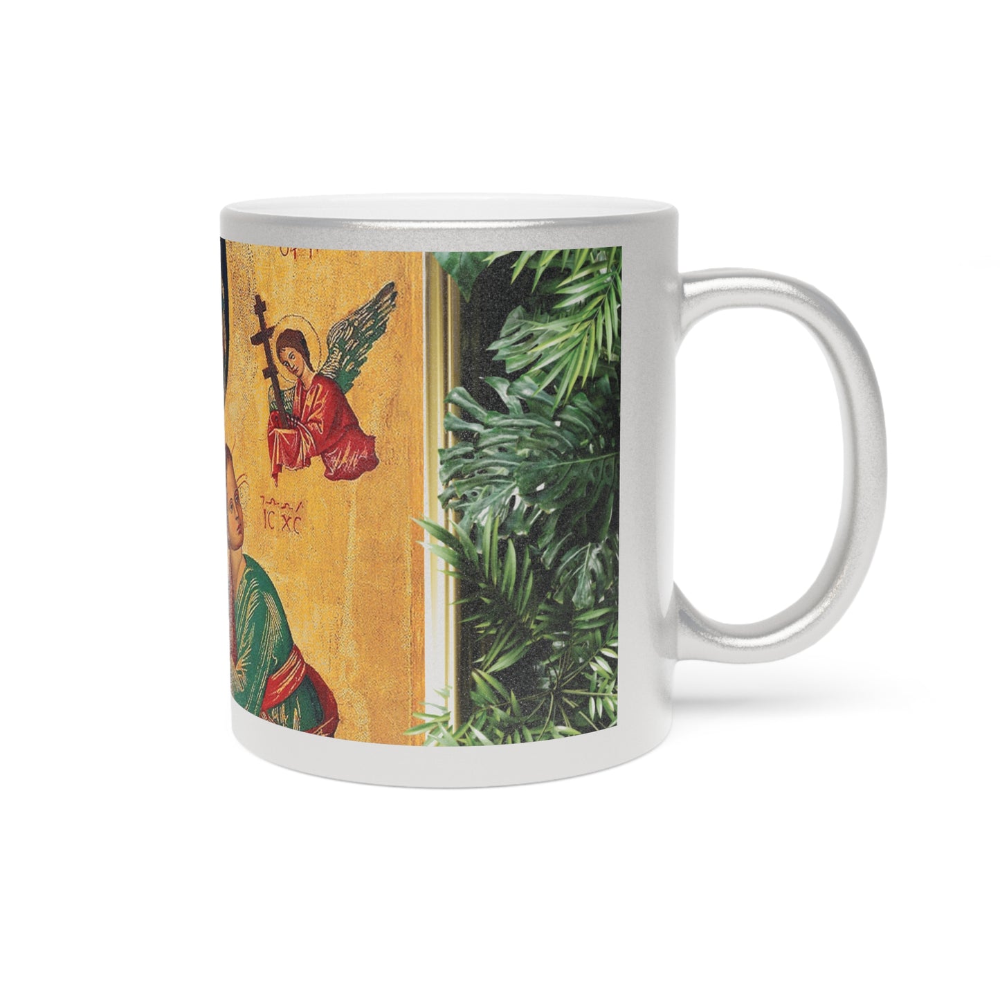 Religious Metallic Mug, Gold or Silver - MACRO "Tropical Our Lady of Perpetual Help"