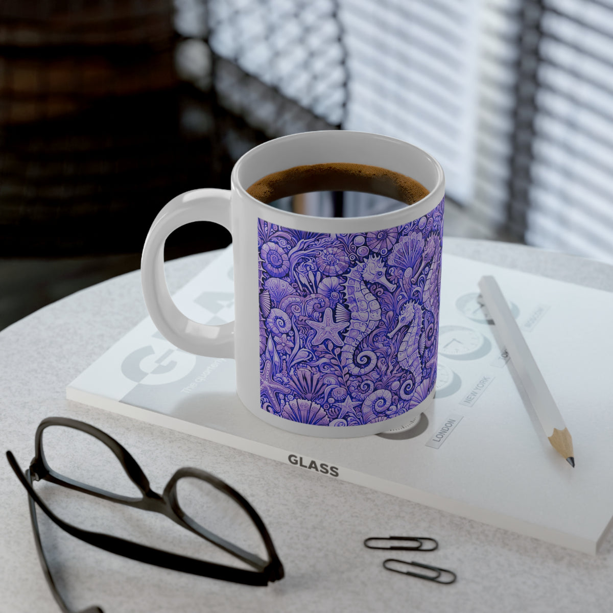 Jumbo Mug, 20oz, Seahorse Amethyst | Tropical Coffee Cup