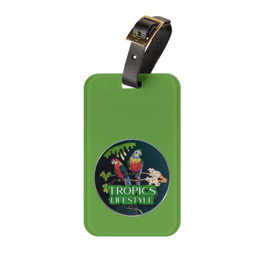 Luggage Tag - Two Brazilian Parrots, green