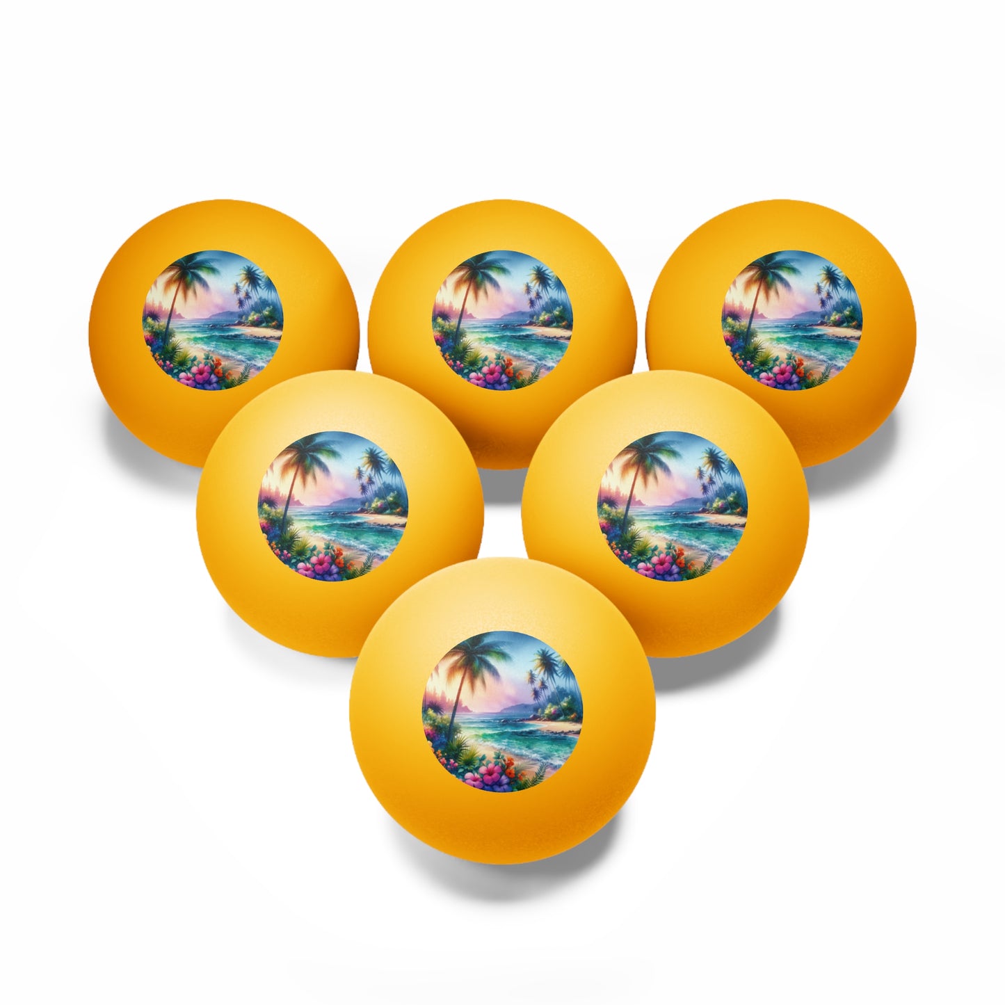 Tropical Paradise Ping Pong Balls - 6 Pack with Bay of Peace/Orange