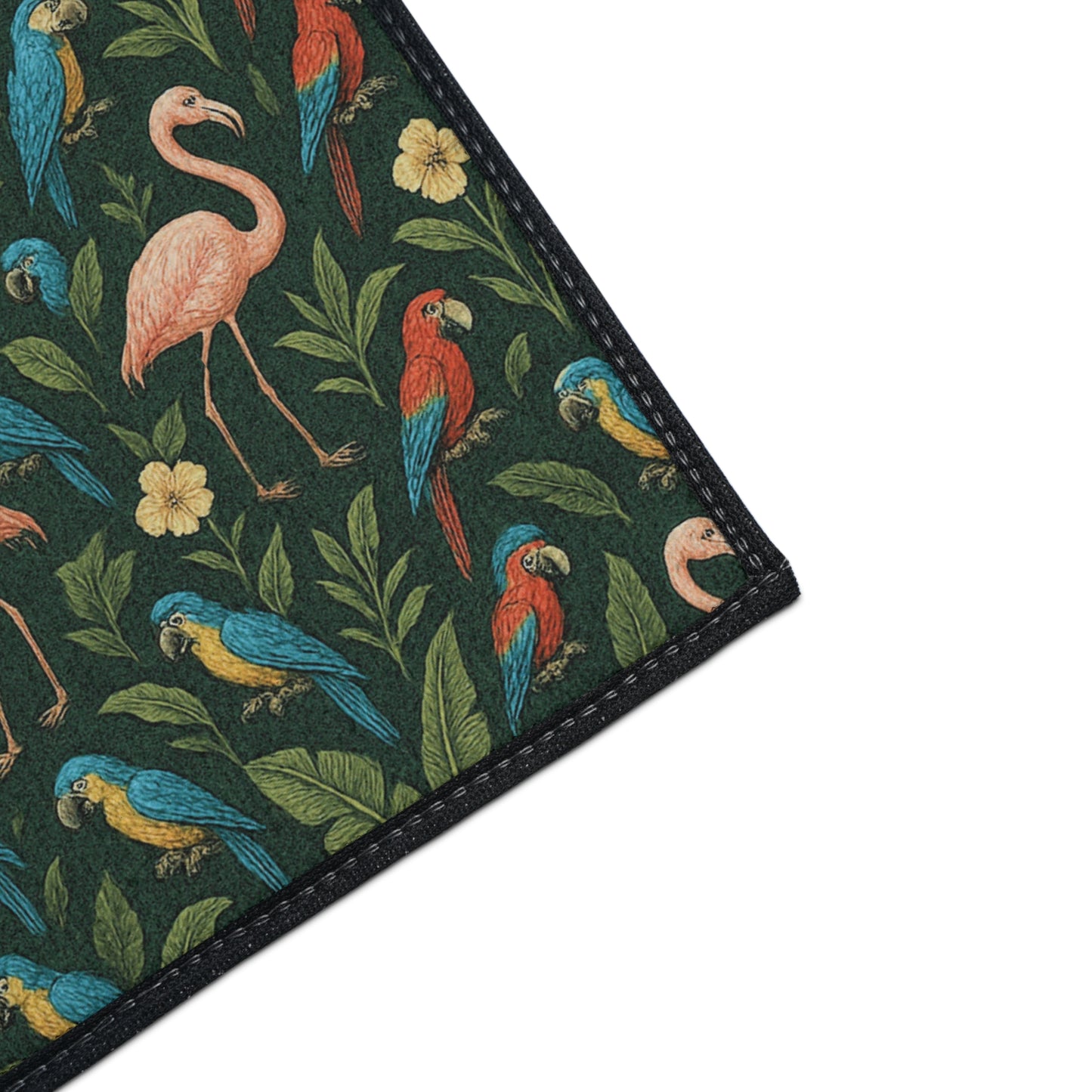 Heavy Duty Floor Mat, 5 Sizes – Tropical Area Rug for Home Décor / Flamingos and Parrots