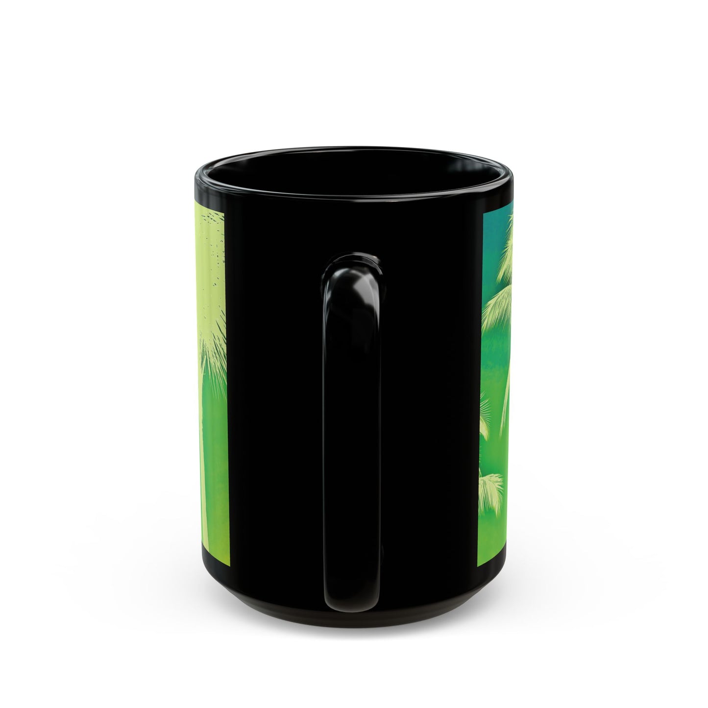 Black Coffee Mug - Palm Glow Green