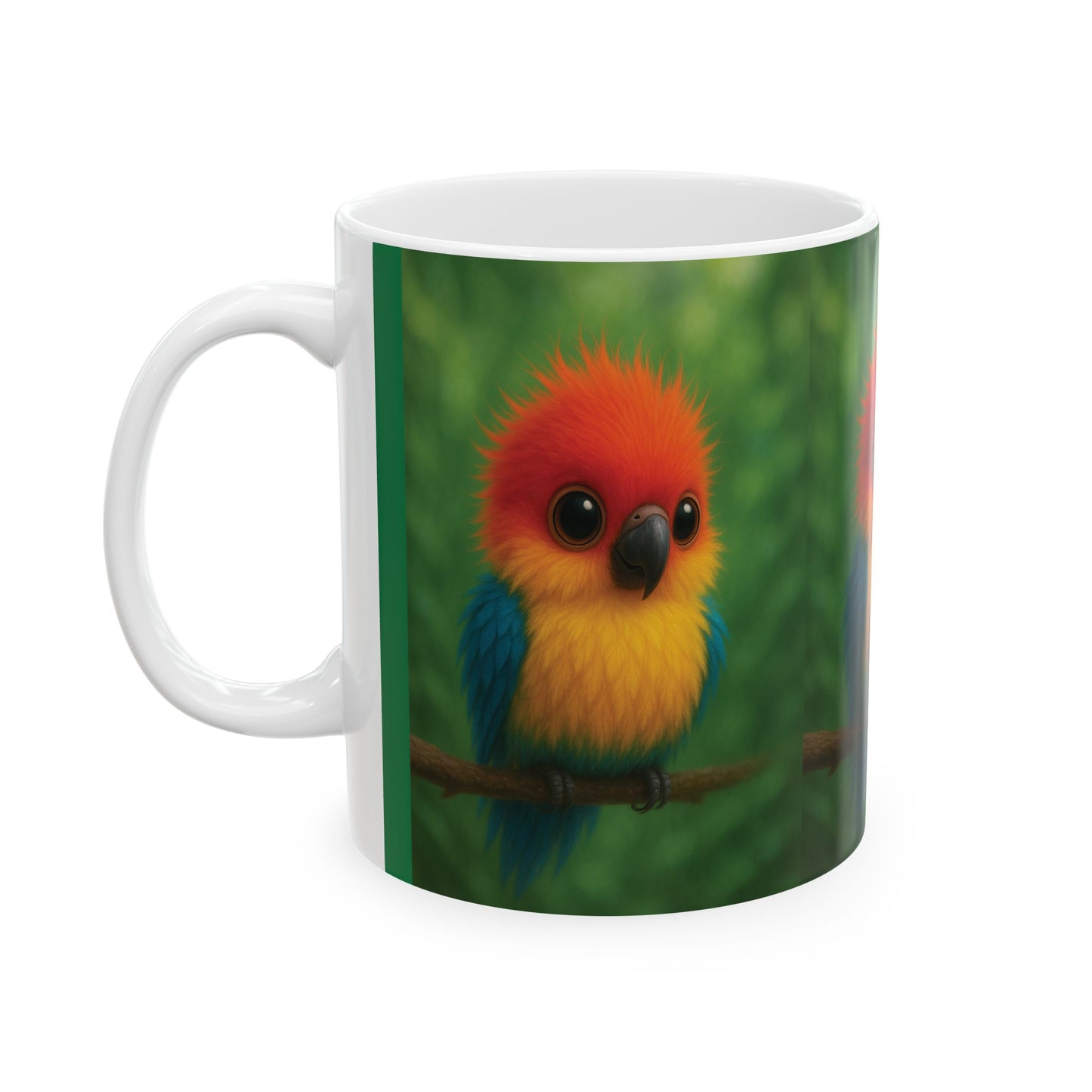 Ceramic White Mug - 11oz & 15oz, Baby Parrot