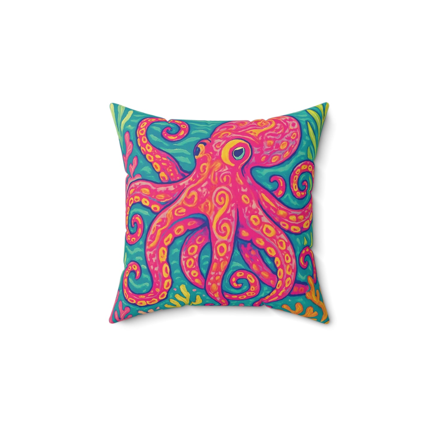Decorative Pillow - Accent Cushion, 4 Sizes / Octopus Kraken Joe, Red