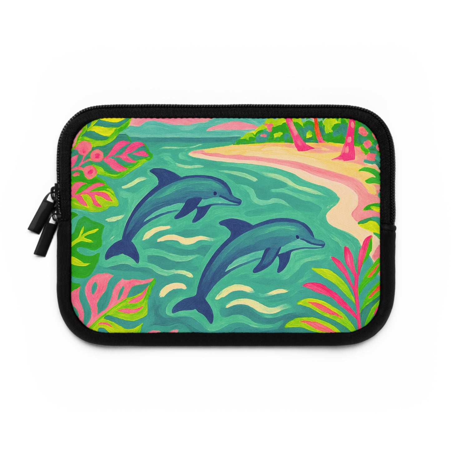 Tropical Laptop Sleeve, 5 Sizes - Perfect for Ocean Lovers & Students / Jumping Dolphins