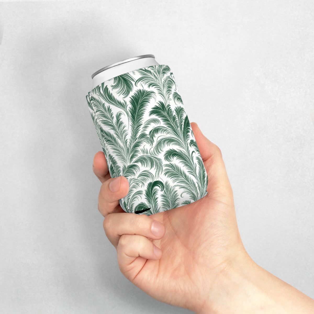 Rocco Greens/White Can Cooler Sleeve - Perfect for Outdoor Picnics