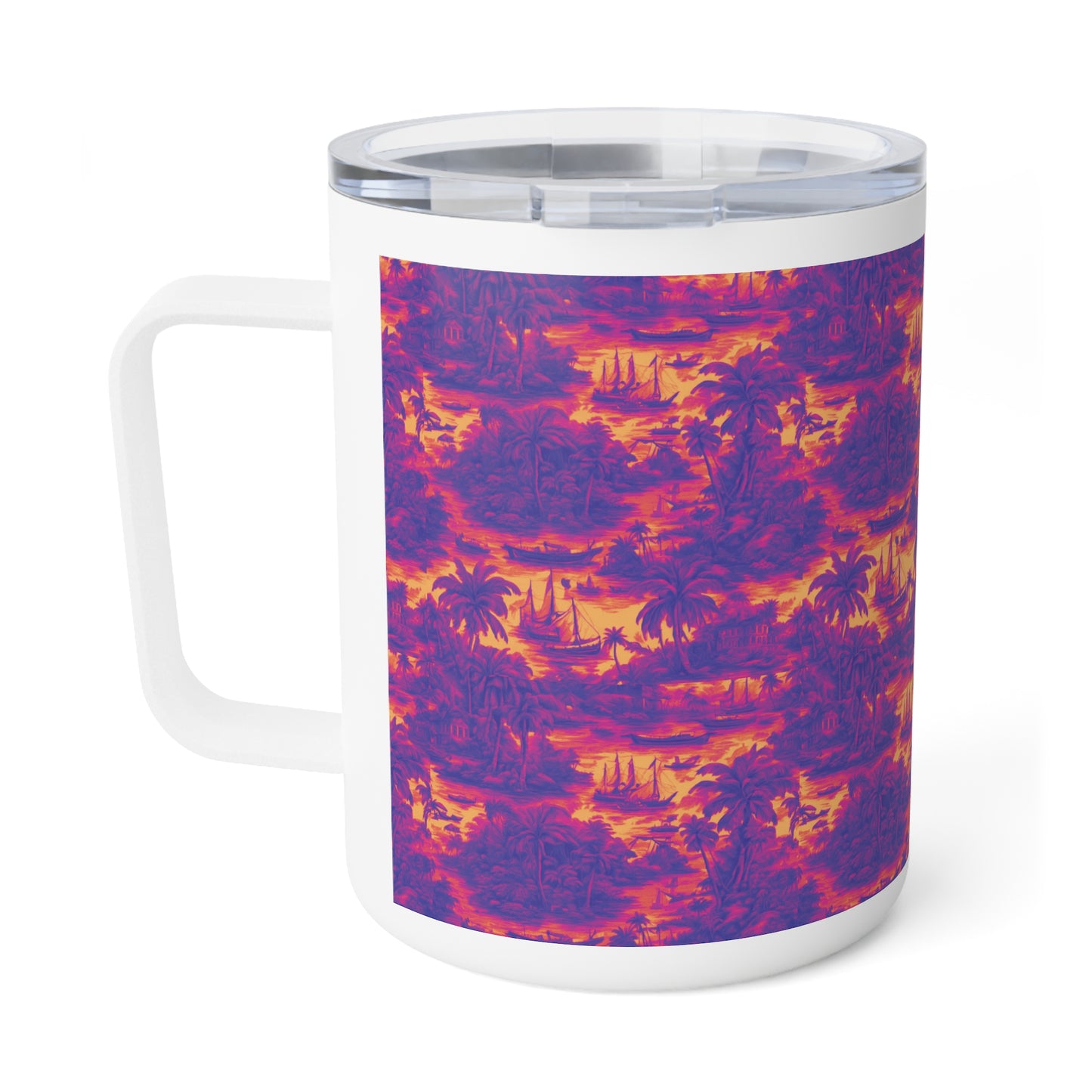 Tropical Insulated Coffee Mug, 10oz / Crazy Cool Tropical Toile