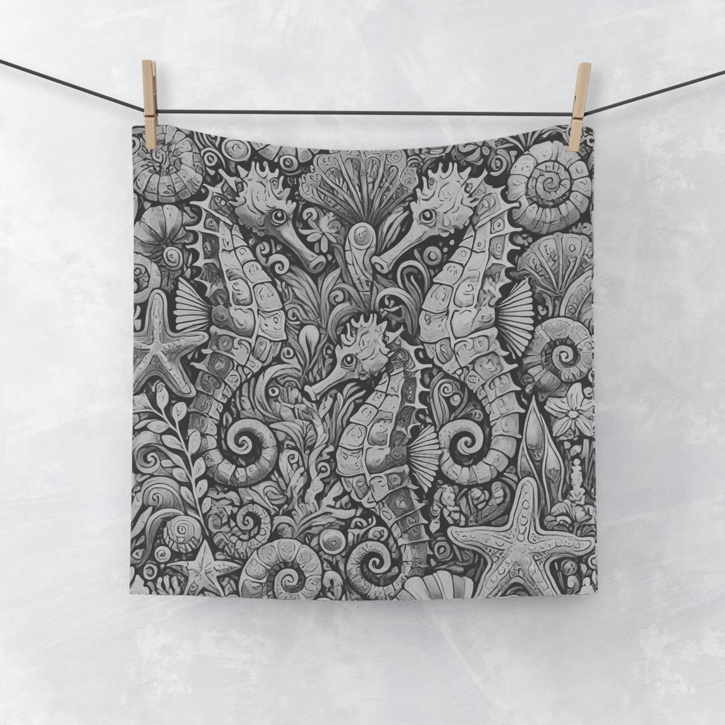 Face Towel - Seahorse Trio/Noir