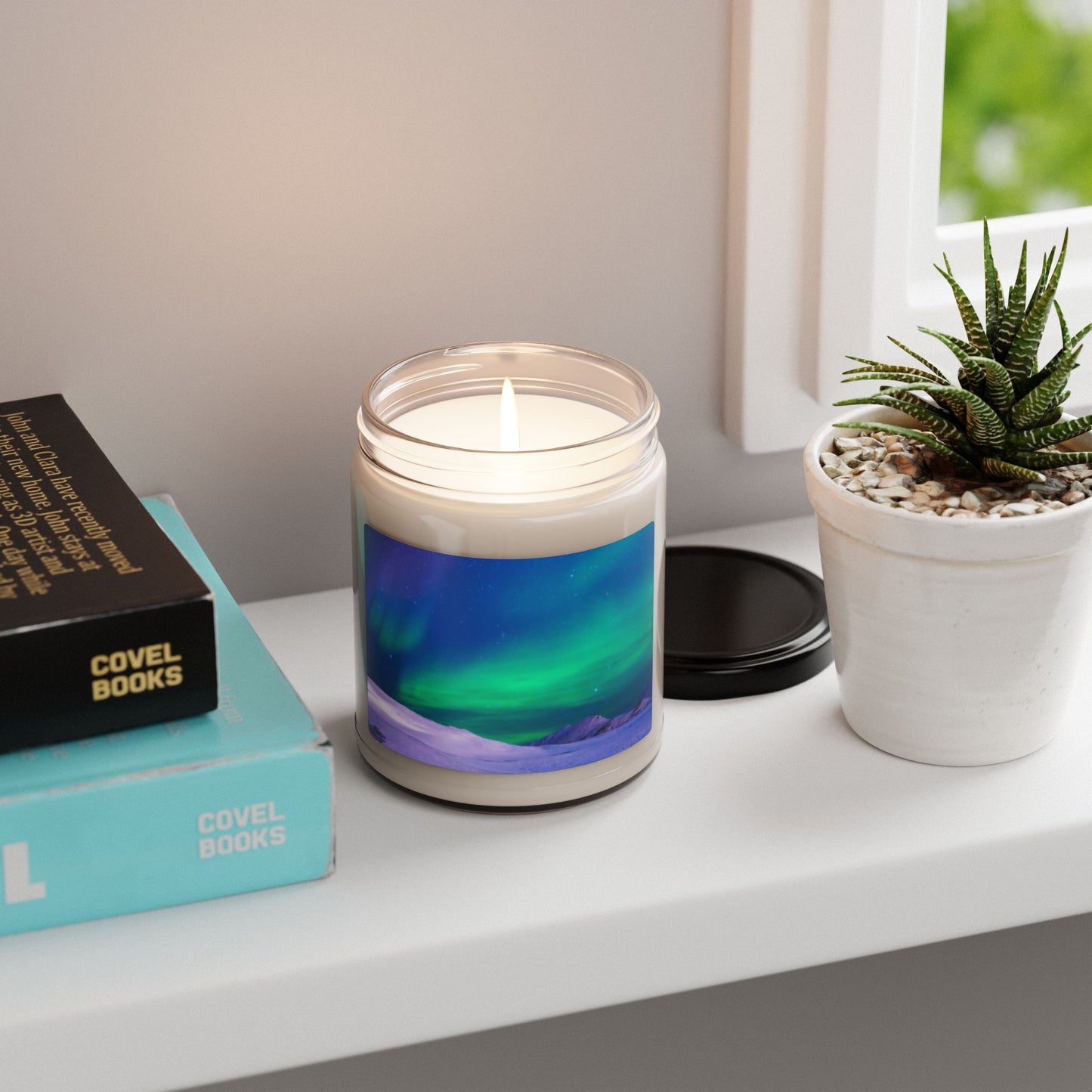 Scented Soy Candle, 9oz, Cold Ocean Lights, peacock