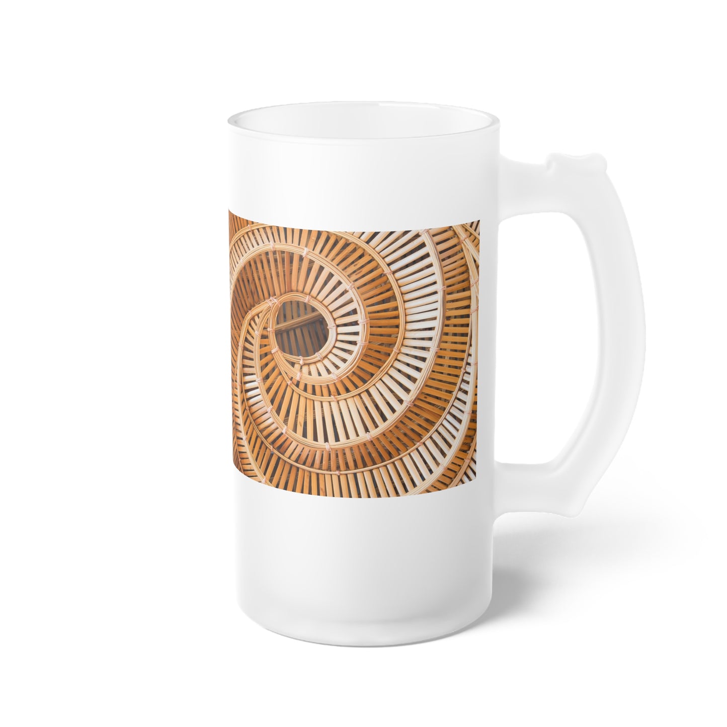 Frosted Glass Beer Mug with Bamboo Spiral Design – Perfect for Gifts and Celebrations