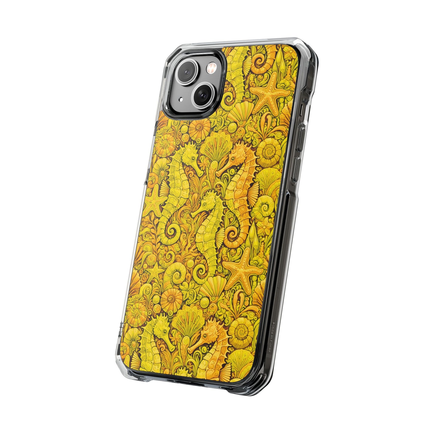 Seahorses/Yellow Magnetic Clear Phone Case, Many Models