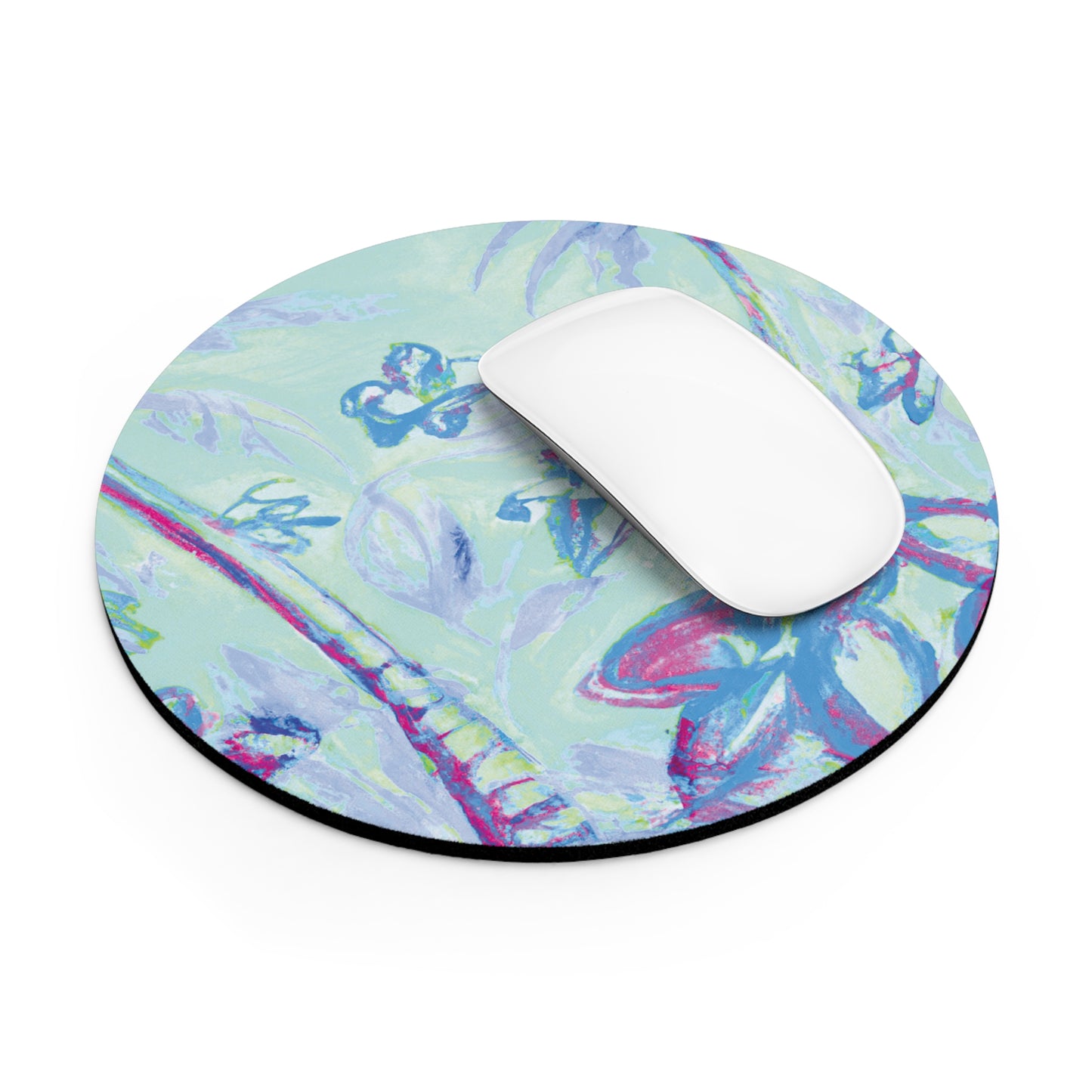 Rainforest Mouse Pad, 2 Shapes - Beach Vibes for Home Office & Gamer / Tropical Doodles, Blue