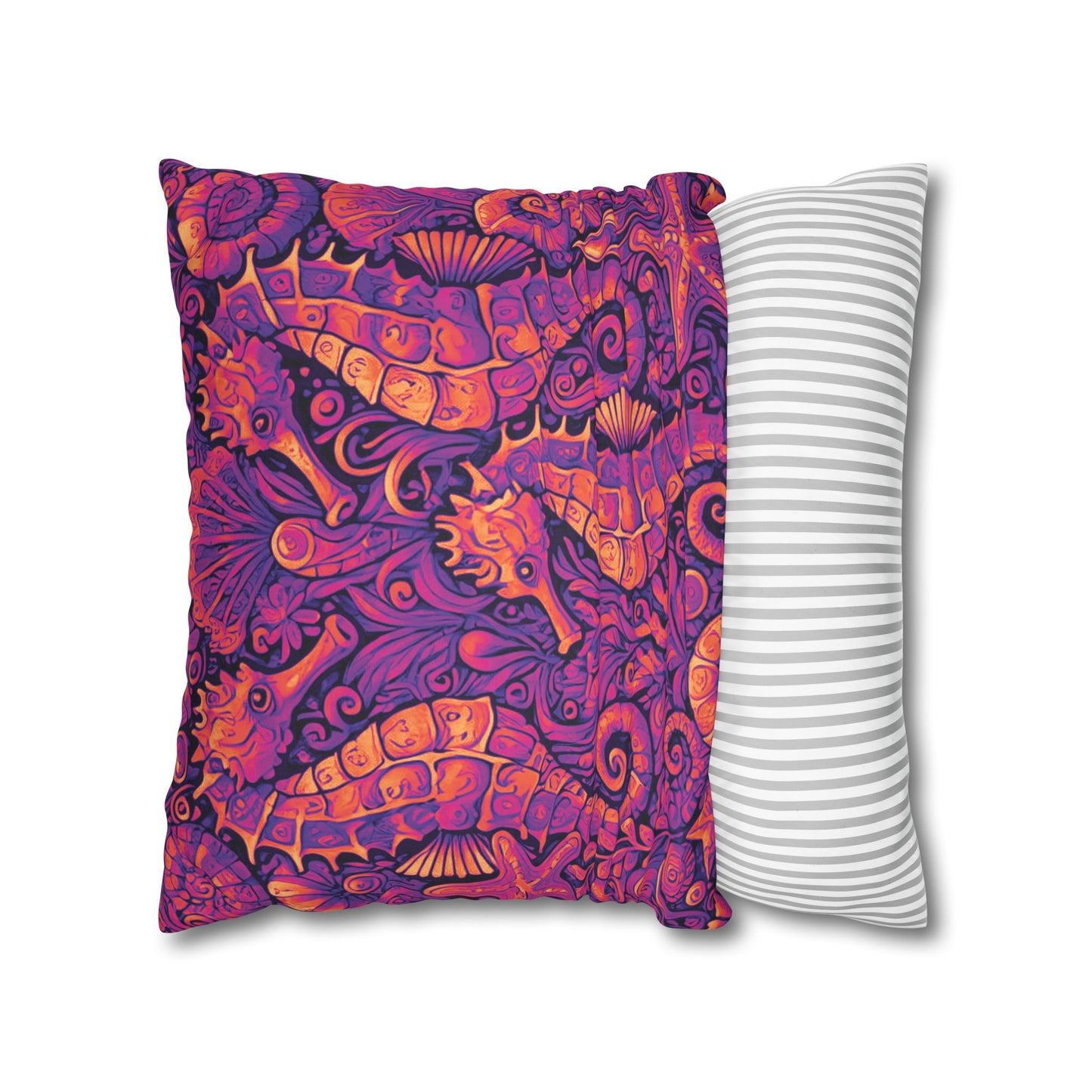 Faux Suede Square Pillowcase - Seahorse Trio, Heatwave