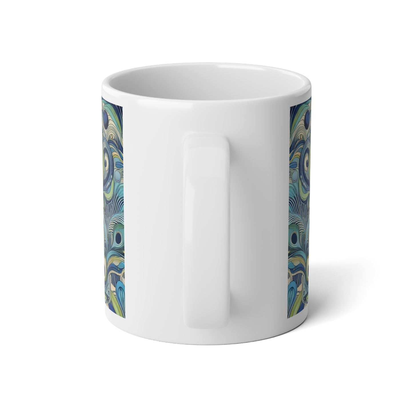 Jumbo Mug, 20oz, Peacock Currents Blue | Tropical Coffee Cup