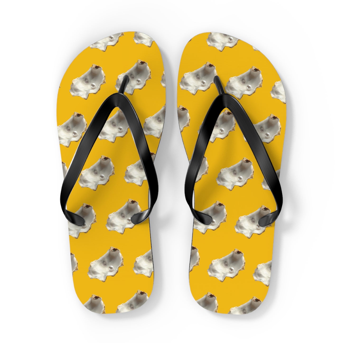 Flip Flops - White Pearl Oyster, yellow