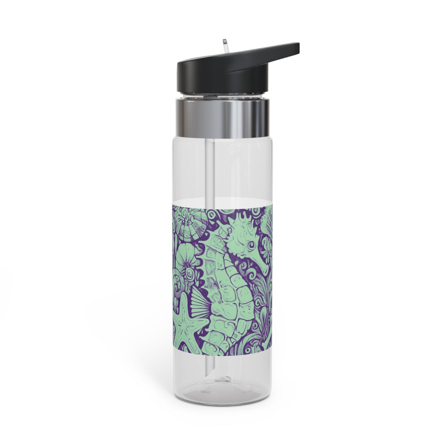Tropical 20oz Tritan Sport Water Bottle -  Leakproof, Lightweight, BPA-Free / Seahorse Trio, Minty Macro