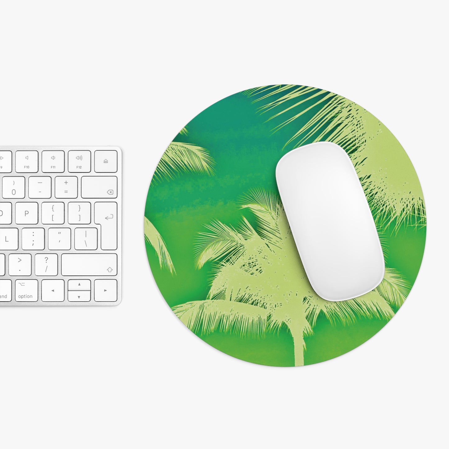 Coastal Mouse Pad, 2 Shapes - Beach Vibes for Home Office & Gamer / Palm Glow, Green