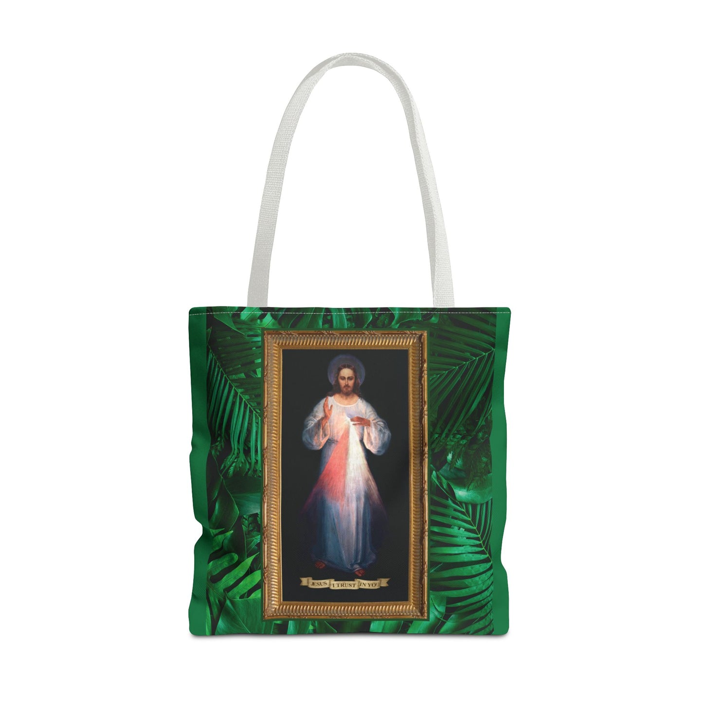 Religious Divine Mercy Tropical Tote Bag - 3 Sizes