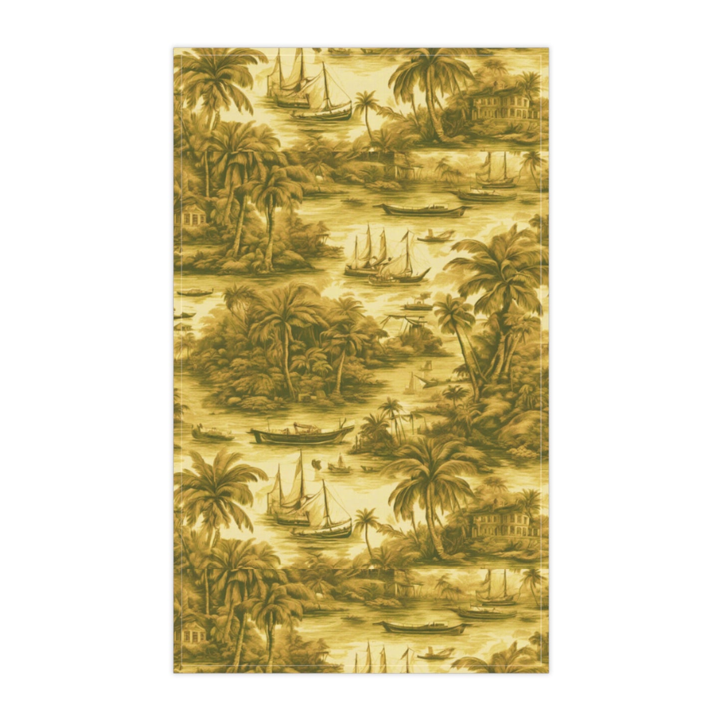 Tea Towels (cotton, poly), Tropical Toile, Gold