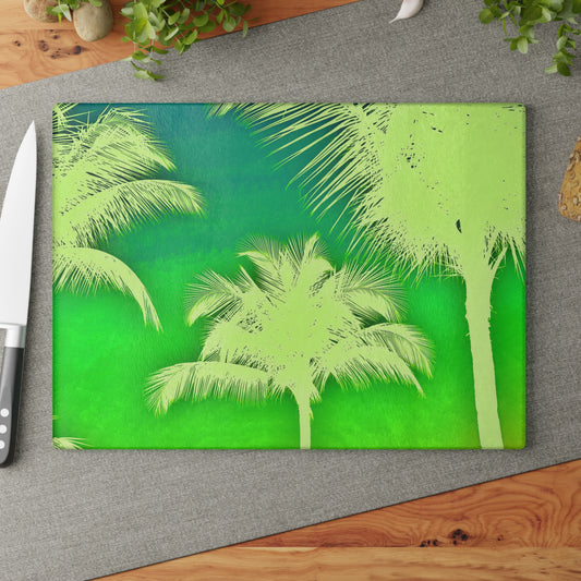 Glass Cutting Board, 2 sizes - Palm Glow/Green
