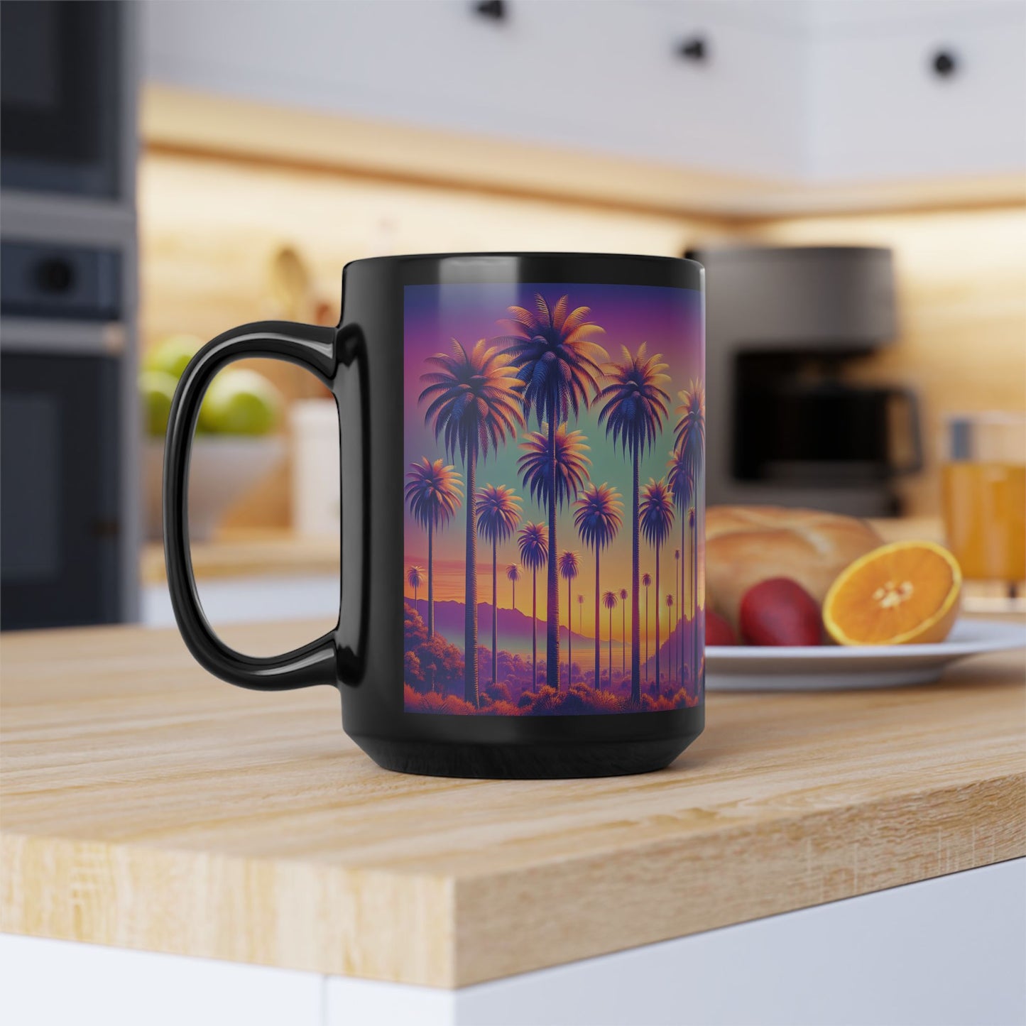Black Coffee Mug - Sunset Palm Boulevard
