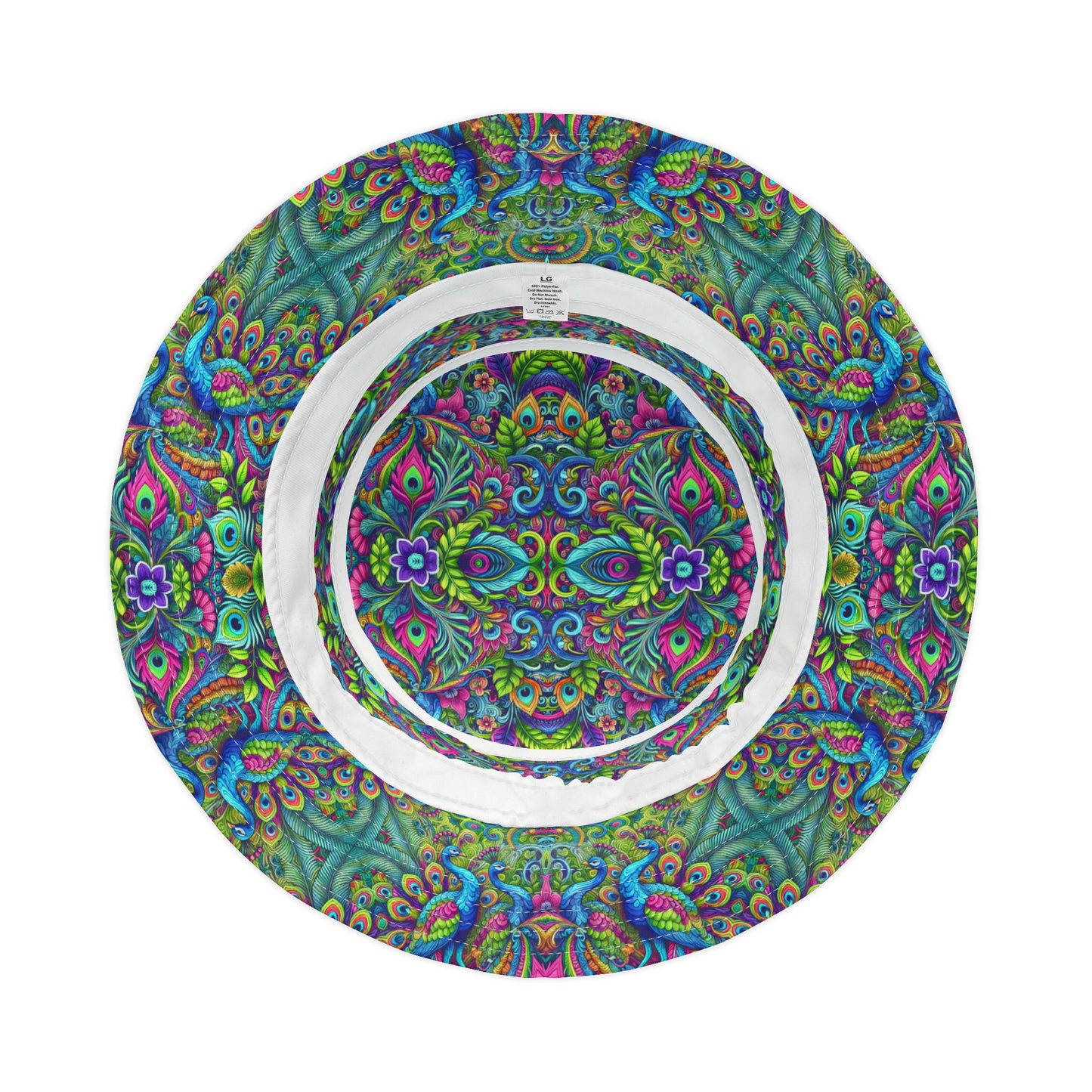 Tropical Polyester Bucket Hat, 2 Sizes - Peacock Prism