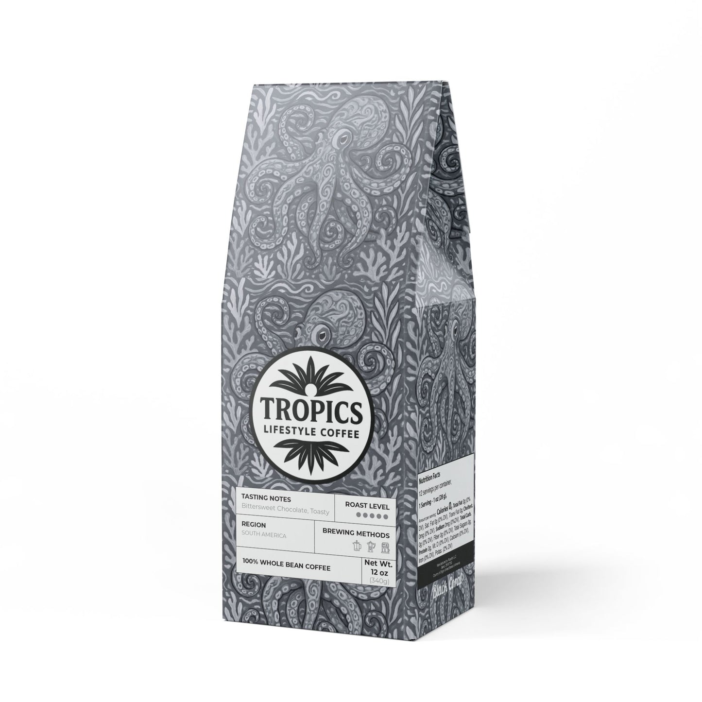 Black Coral Blend™ (Dark French Roast) Specialty Grade Craft Coffee / Octopus Kraken Joe, Noir