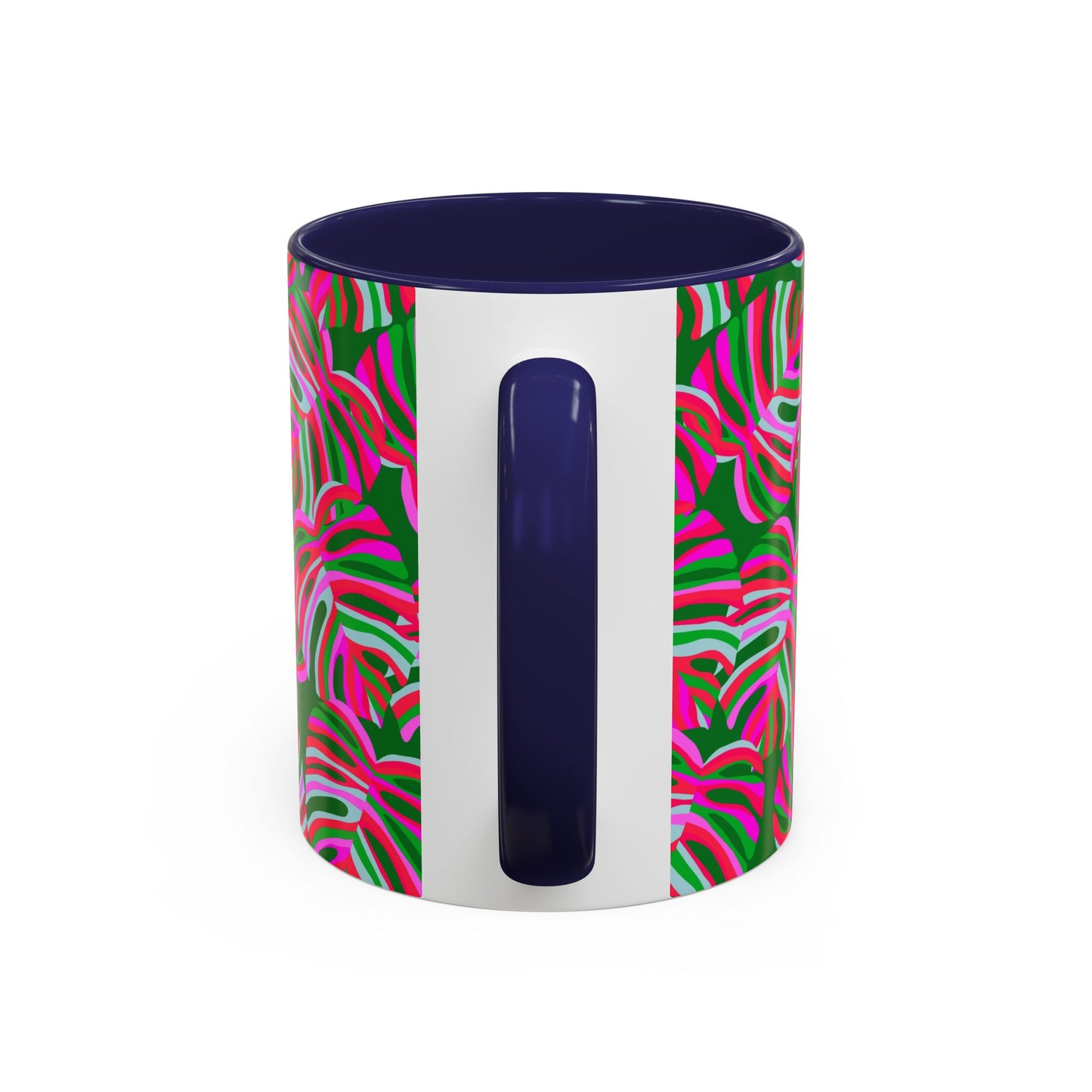 Accent Coffee Mug (11, 15oz), Monstera Pink Pop / Various Colors